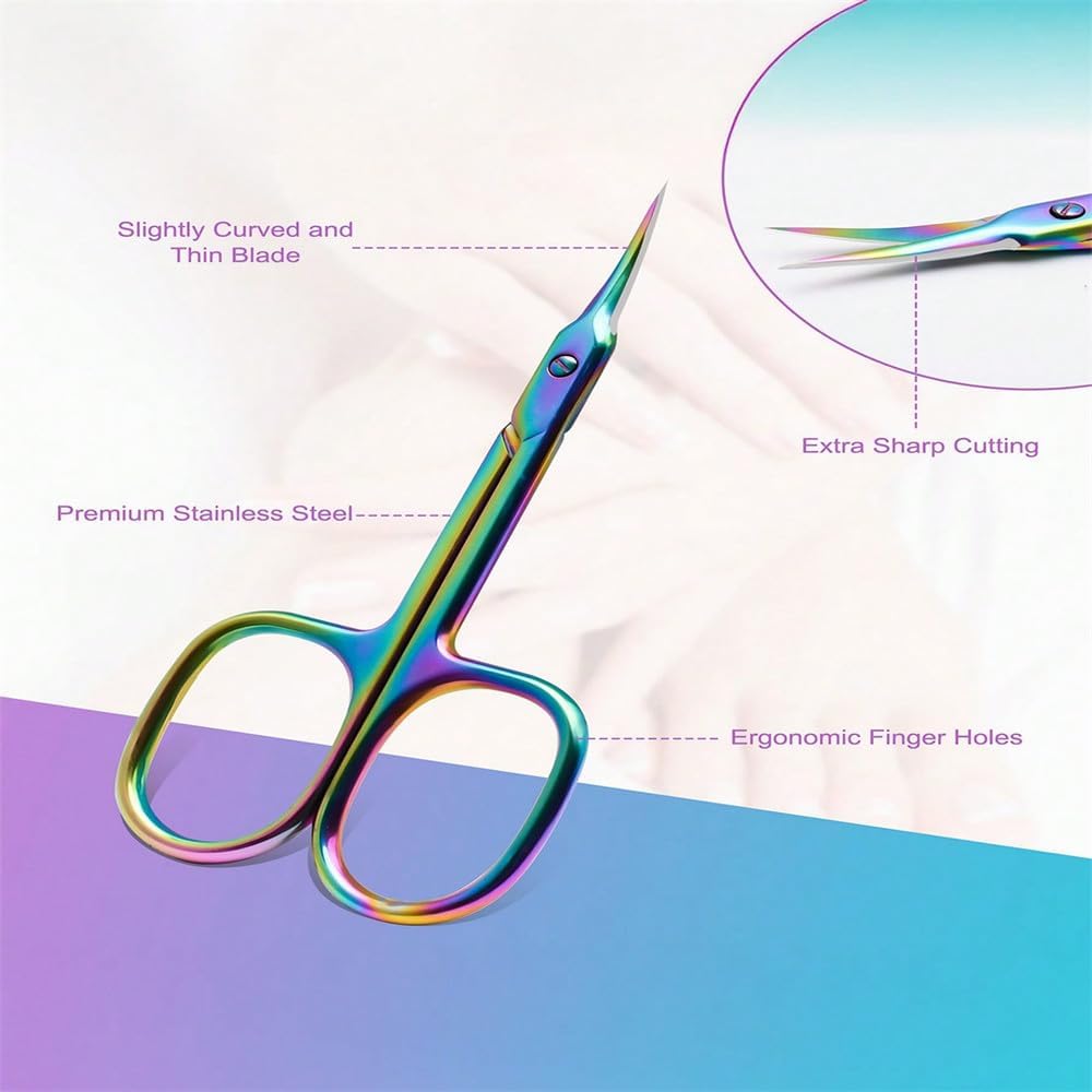 1 Piece Stainless Steel Straight Head Grooming Scissors for Facial Hair, Manicure, Nails, Beard, Eyebrows, Eyelashes, Cuticles,Silver,1PCS