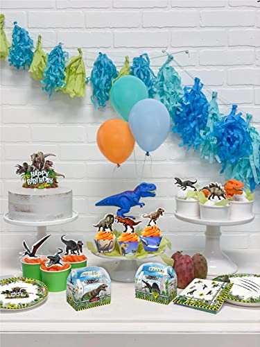 Dinosaur Cake Toppers 49 Pcs , Dinosaur Cupcake Wrappers And Toppers Supplies , Dinosaur Cake Decorations For Baby Shower Kids Party And Jurassic Dinosaur Birthday Party Supplies #TOP2