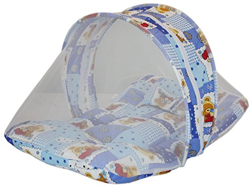 Image of Amardeep and Co Toddler Mattress with Mosquito and Insect Protection Net 70 * 40 cms (Teddy Blue)