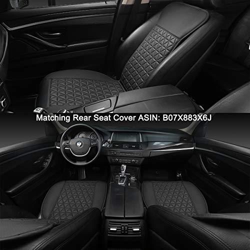 Black Panther 1 Pair Luxury Pu Car Seat Covers Protectors For Front Seats, Triangle Pattern, Compatible With 95% Cars (Sedan/Suv/Pickup/Van) - Black #TOP3