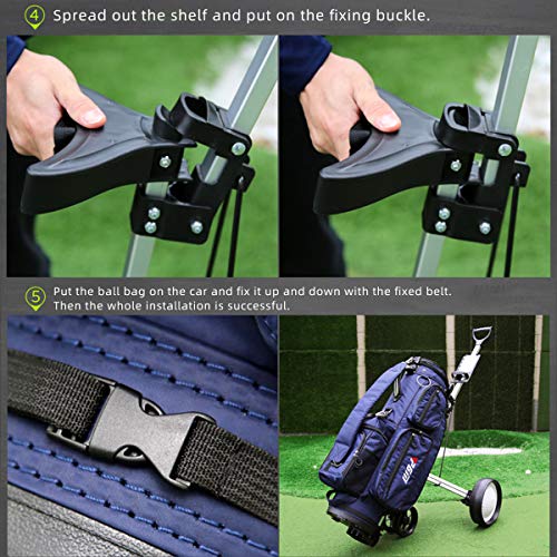 Jaffick Golf Pull Cart Wheel Folding Push Cart Trolley for Golf Club Bag - Thumbnail 4