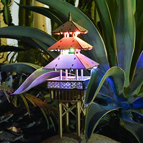 COTYNI Tower of Serenity 3D Wooden Puzzle for Adults & Kids - DIY Wooden Miniature Model Kits Puzzle with LEDs Perfect As Home & Plant Decor Or Model Kits for The Family