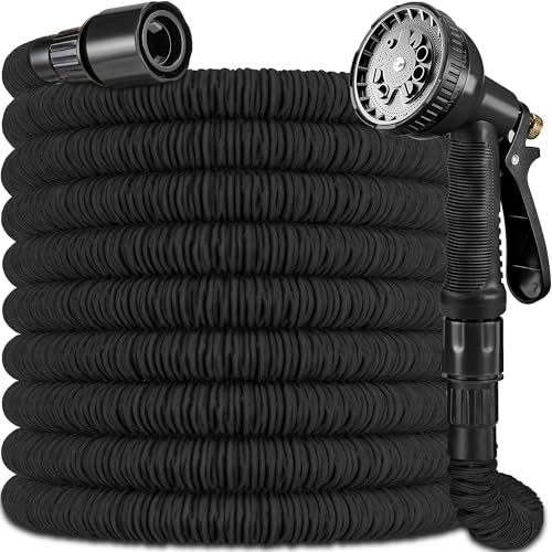 75 ft Expanding Garden Hose Pipe - New 2026 Upgraded Retractable Water Hose with 3/4 1/2 Connectors Extra Strength Fabric - Flexible Expandable Garden Hoses Pipes with Spray Nozzle for Yard