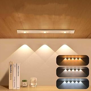 LED人感センサーライト40cm 薄型キッチンライト LEDバーライト 明暗センサー USB充電式 三段階調色(白色、昼白色、電球色) 無段階調光 マグネット式 120°感知角度 雰囲気ライト 夜間 室内照明 省エネ 超寿命 クローゼット、本棚、階段、玄関、廊下、洗面所に適用 White-3本