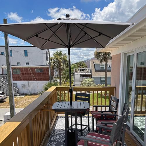 Image of PURPLE LEAF Patio Market Umbrella 9' x 6' Rectangle Tilt Light Gray 8 Ribs