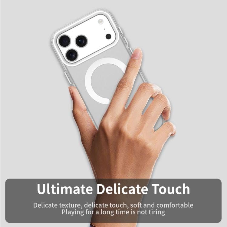 Image of VONZEETranslucent Matte Back Cover for iPhone 17 Pro Max Case, Shockproof Anti-Fingerprint Phone Cover with Magnetic Wireless Charging, MagSafe Compatible Protective Case for Men & Women (Transparent)