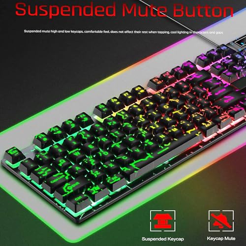Teclado Gamer Guiheng Crack Rainbow USB QWERTY RGB miniatura 6