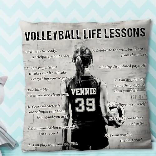 Personalized Volleyball Inspirational Pillow for Young Athletes, Custom Gifts for Volleyball Lovers, Motivational Room Decor for Girls Aged 10-12, Soft Plush Throw Pillow 18x18 Inches - Image 2