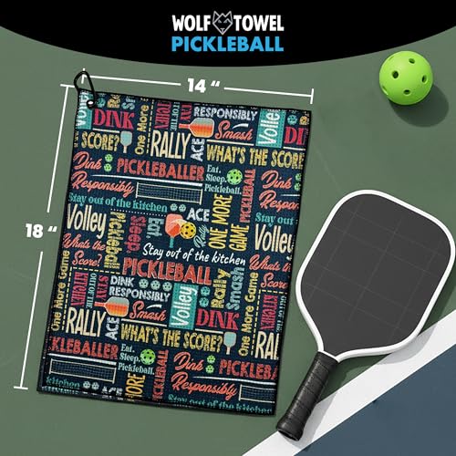 Image of Wolf Golf Towels Pickleball Towel | Pickleball Gifts | Paddles, Balls and Phrases | Sport Towel | Retirement Gift