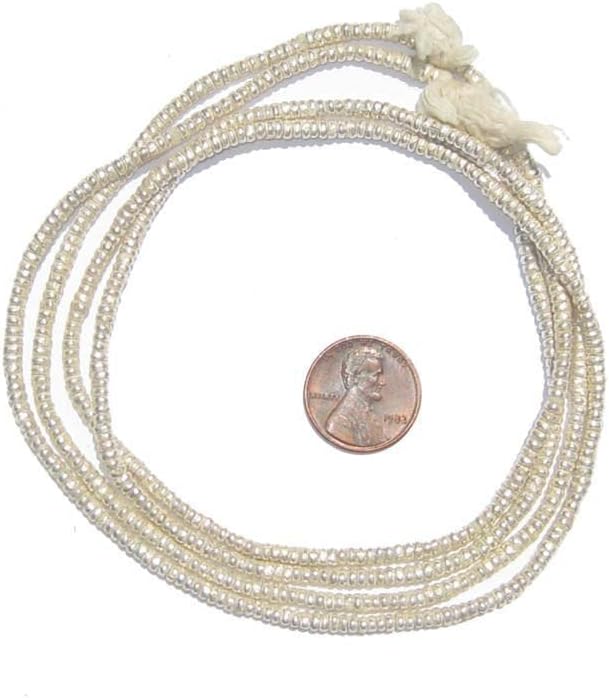 Miniatura 2 de TheBeadChest - Cuentas etíopes Heishi de metal blanco (juego de 2)