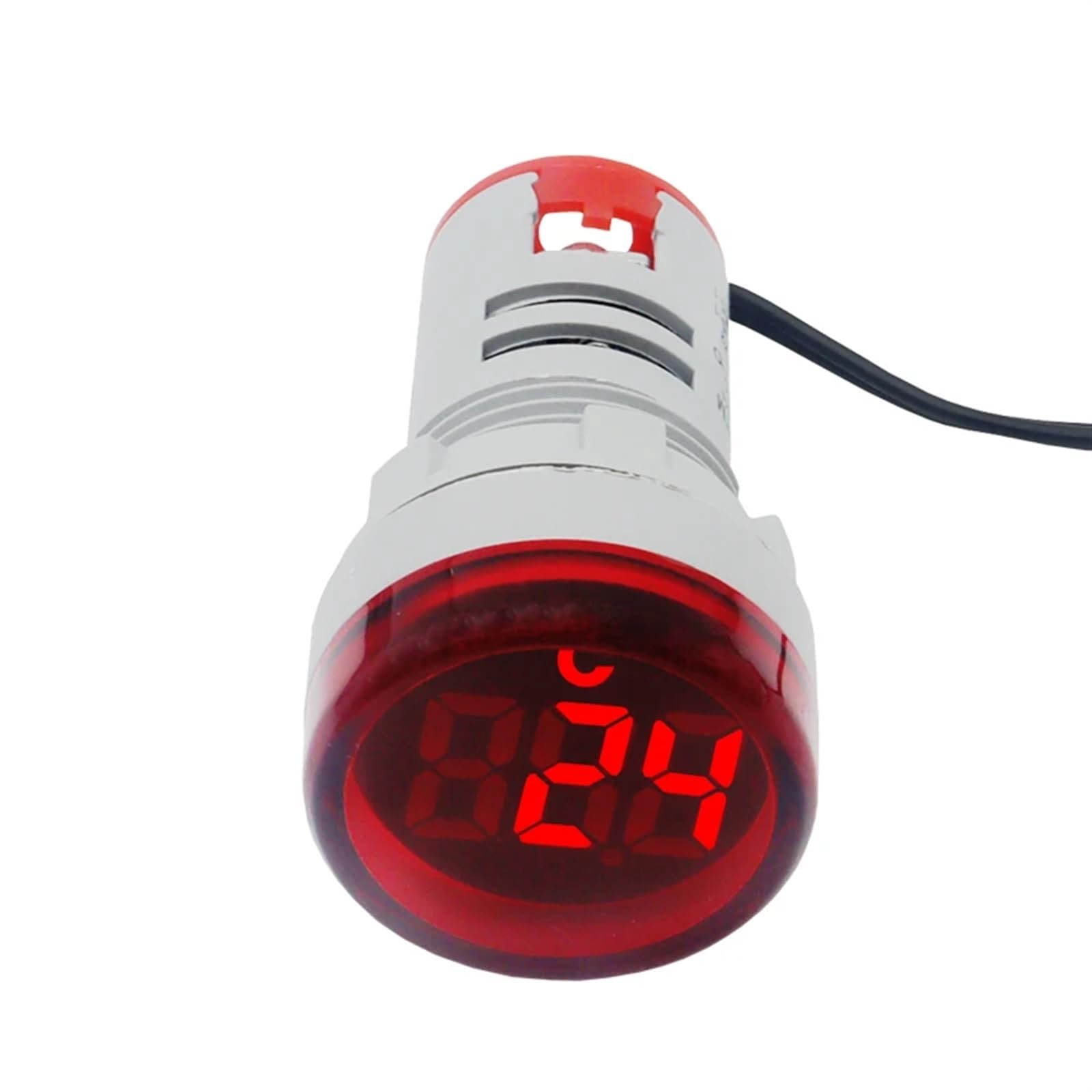 1 mini thermomètre rond à affichage numérique LED AC 50-380 V, instrument de mesure de la température à LED rouge et verte, câble de 1 mètre(50R)
