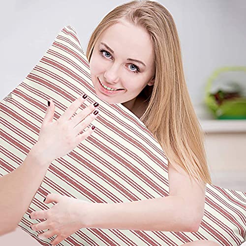 Image of ARLinen-Micro Filled Red Double Print Cotton Pillow Takiya Combo Set of 2 for Bed Room - 20x30 Inch Queen Size Pillow Set of 2 for Sleeping