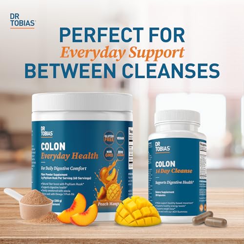 Dr. Tobias Colon Everyday Health & Colon 14 Day Cleanse – Psyllium Fiber Powder Drink with 4g Psyllium Husk per Serving & Herbal Cleanse Capsules – Supports Gut Health, Regularity & Digestive Detox - Image 3