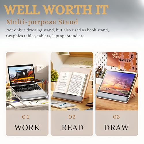 Image of SUNCHHAYA Tablet Stand for iPad, Book Reading, Writing, Painting - Laptop Stand for Desk With Angle-Height Adjustable Soft Squeegee Wrist Pad Design (IPAD STAND)