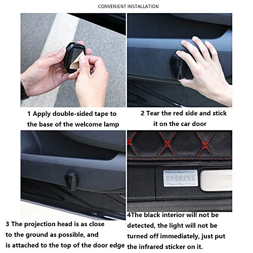 LZLRUN 2Pcs Rechargeable Car Door LED Logo Projector Lights Step Courtesy Welcome Shadow Ghost Lights (Skull)