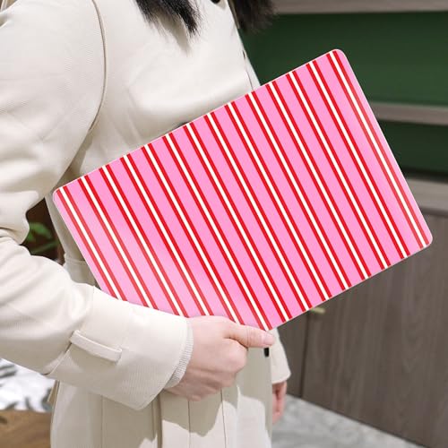 Image of MEEgoodo for M5 /M4 /M3 /M2 MacBook Air 15 inch Case 2026 2025 2024 2023, Case Fit Model (A3448 /A3241 /A3114 /A2941) for MacBook Air 15.3 inch, Pink and Red Stripes