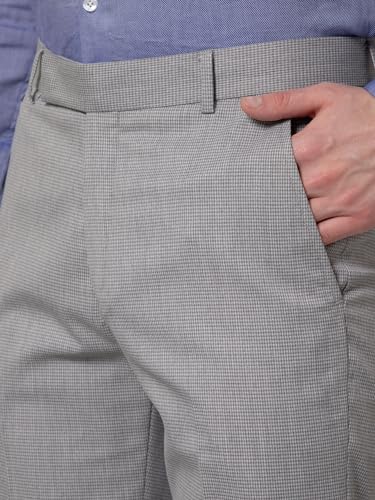 Image of Cantabil Men Checkered Non Pleated Regular Fit Mid Rise Formal Trousers for Men | Formal Pants for Men | Formal Wear Regular Fit Trousers for Men (P MTRF00147)