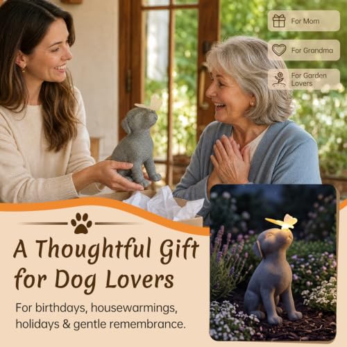 Solar Dog Statue with Butterfly Light, Dog Lover Gift Outdoor Garden Decor - image 3