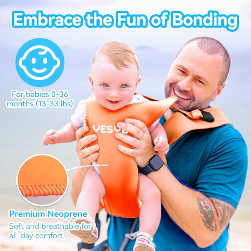 Image of Baby Carrier, Dual-Use Adjustable Baby Sling Support Infant Chest Holder with Drawstring Backpack for Newborn to Toddler 13-33 lbs Swimming Pool Beach Land (Orange)