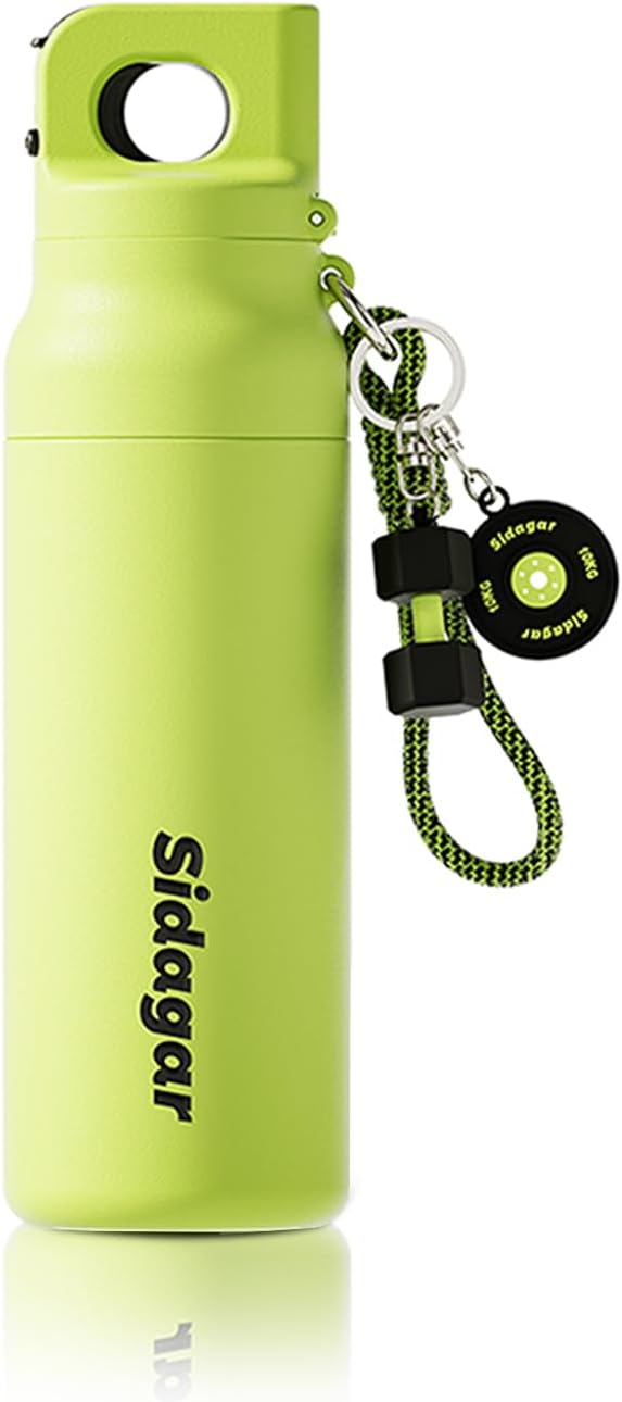 20 oz Tumbler with Handle and Straw, Stainless Steel Sports Water Bottle with Lid, Insulated Spill Proof Coffee Mug, Green