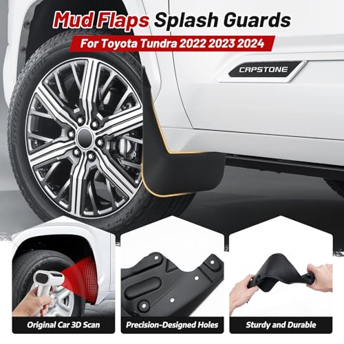 Image of Sunsdrew Mud Flaps for 2022-2026 Toyota Tundra Accessories - No Drilling Required Improved Wider Splash Guards - 4PCS Front & Rear Mud Guards(Not fits SR Models)