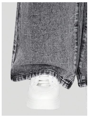 WDIRARA Girl's Sparkly Rhinestone Baggy Jeans High Waisted Washed Wide Leg Denim Pants4