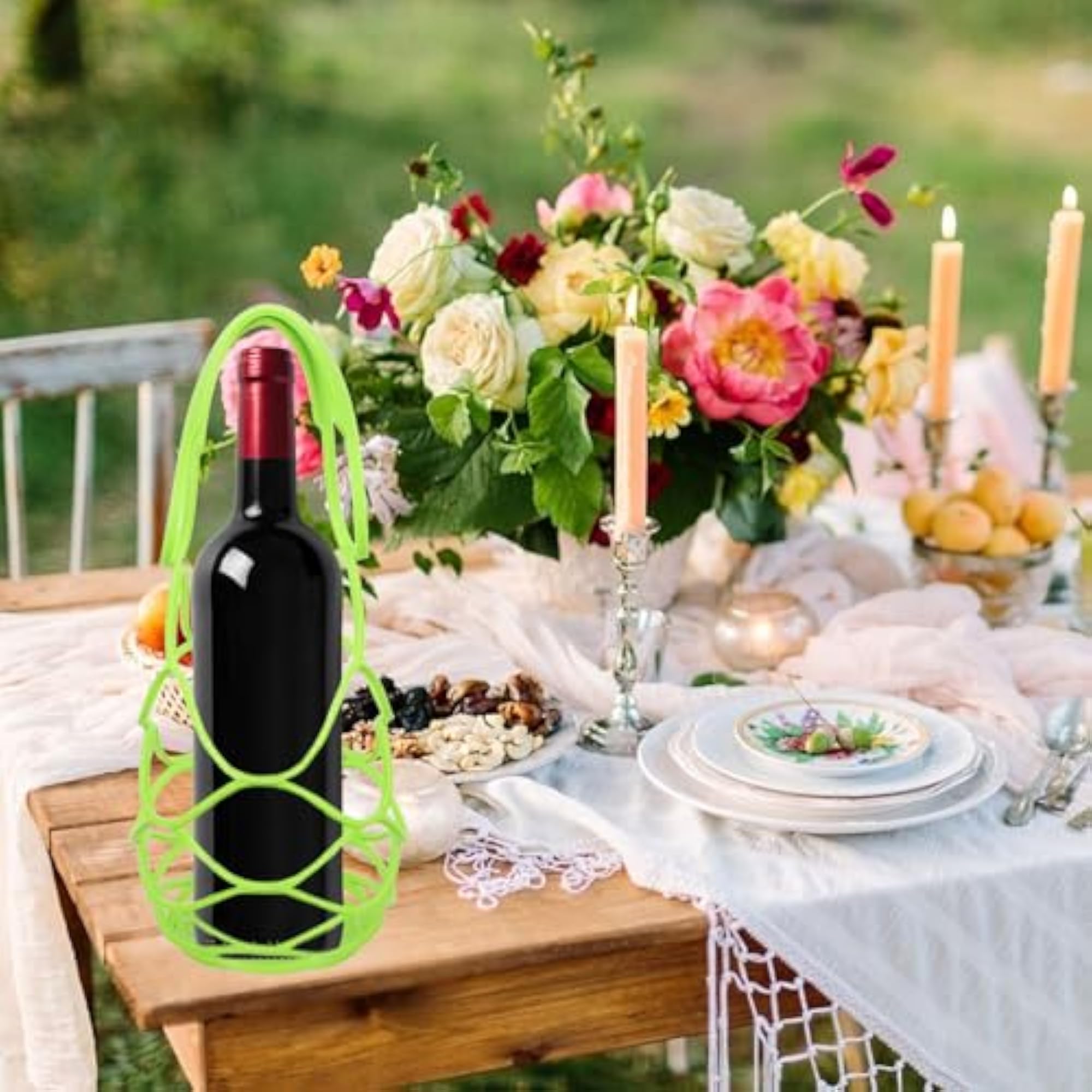 Portable Wine Bottle Holder Silicone Mesh Coaster