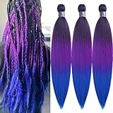 UPruyo 1b Pink Blue Ombre Braiding Hair Pre Stretched Colored Hair Extensions for Braiding Braids Yaki Knotless Hypoallergenic Prestretched Braiding Hair 26 Inch Synthetic Crochet Braiding Hair