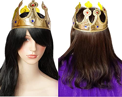 jerbro King's Robe Queen Coat Velvet Coat Costume + Crown King Queen for Women Men Halloween Adults Theme Party Theatre Fancy Dress Cosplay Carnival Fancy Dress Accessories (Purple - Image 3