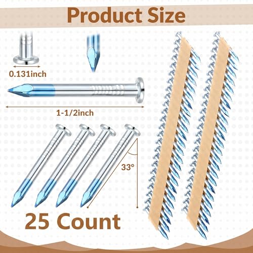 Image of Tandefio 25 Pcs Joist Hanger Nails Framing Nails Box, 1-1 /2 x 0.131 Inch