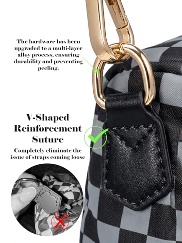 Image of Black and White Checkered Crossbody Bag Bum Bag for Women,Spacious Checkered Purse Fanny Packs Belt Bag