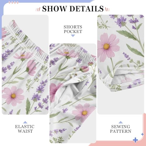 ALAZA Cosmos Lavender Flower Blossom Pajama Lounge Pants Long Sleep Pajama Bottoms with Pockets4