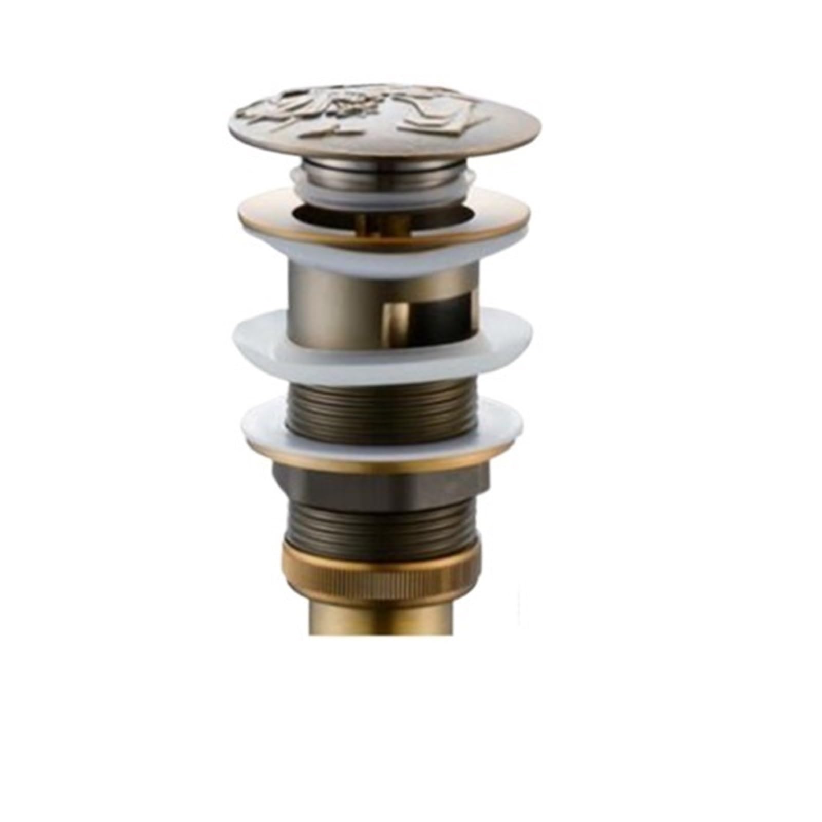 Universal Sink Plug. Bathroom Pop Up Sink Drain Brass Antique Bronze With and Without Overflow Round Cover(A-with Overflow)