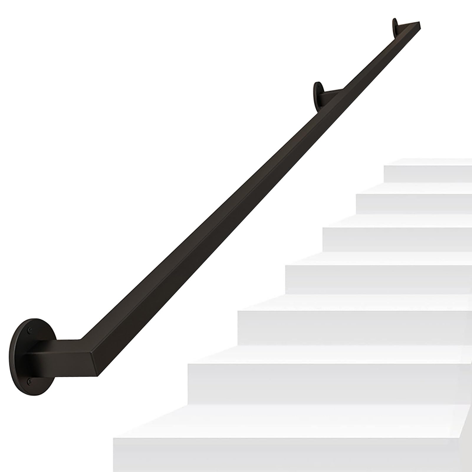 GLDYTVF Wall Mounted Black Banister Handrail for Stairs 6m Staircase Handrails with Hand Rails for Indoor Step Stairway Railing 17ft/510cm.