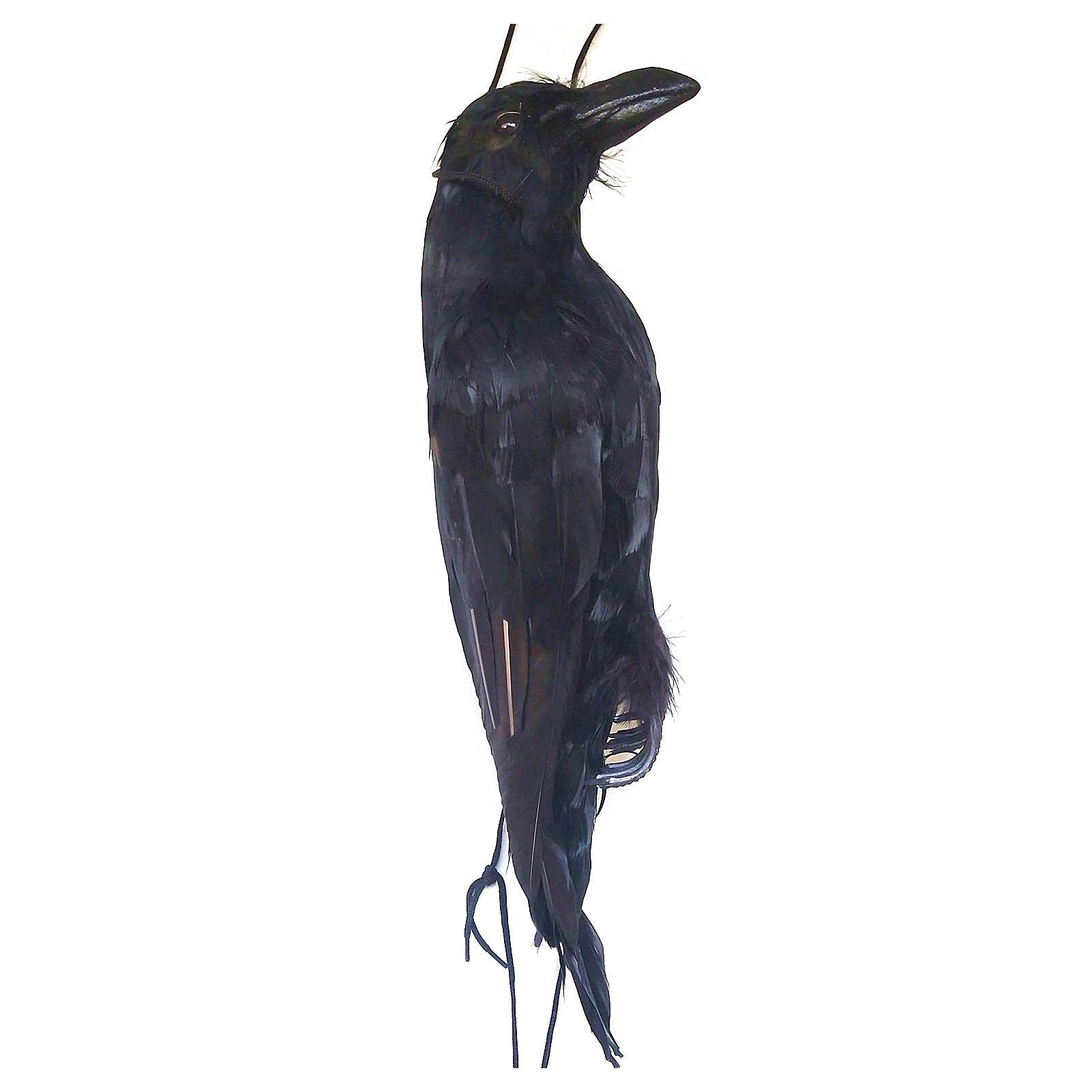 Corbeau artificiel réaliste suspendu au jardin pour effrayer les nuisibles