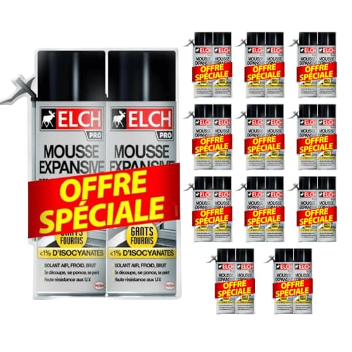 Bauschaum Montageschaum PU Schaum 500ml Elch PRO Weiß - Effektiver Dämmung- und Fugenfüller-Schaumstoff für präzise Anwendungen - Schaum zum Isolieren, Konstruktionsschaum (24 x 500ml)