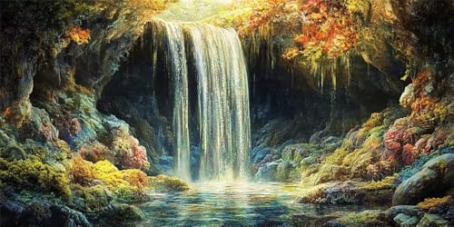 Diamond painting cascades 120x60cm pour créer une décoration murale zen au salon