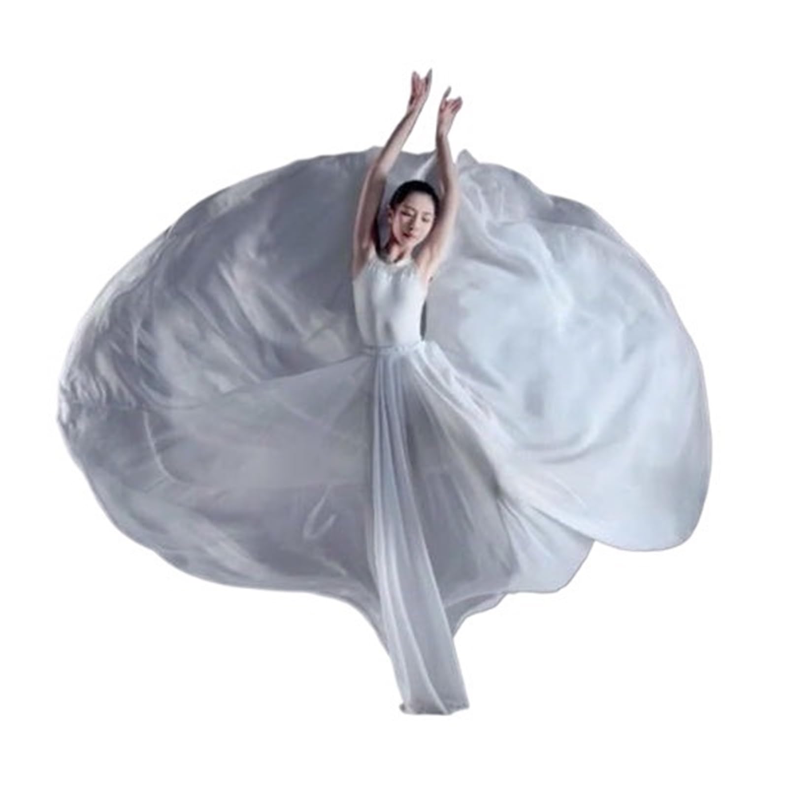 Falda Larga para Danza del Vientre, Disfraz de Danza clásica, Elegante Falda de Gasa para práctica de Danza del Vientre, 720 Grados, con Vuelo, para Ballet Moderno (Blanco, 540 x 8