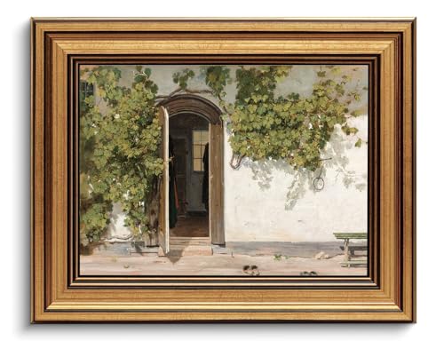 Ivy-Covered Doorway Vintage Gold Framed Wall Art 8x10 inch