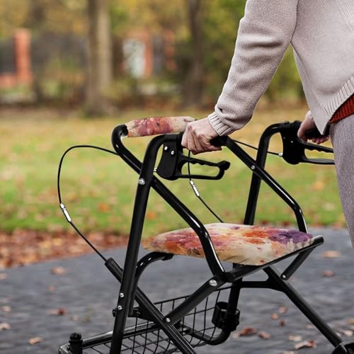 Image of Watercolor Floral Walkers Seat Covers Universal Rollator Accessories Covers Soft Rollator Walker Seat and Backrest Covers for Ladies