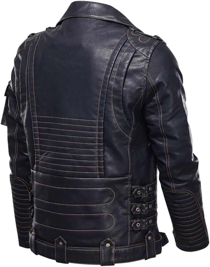 Dcvmvmn Winter Men's Leather Jacket Fashion Slim Zipper Biker Jacket 2023 Men's Jackets