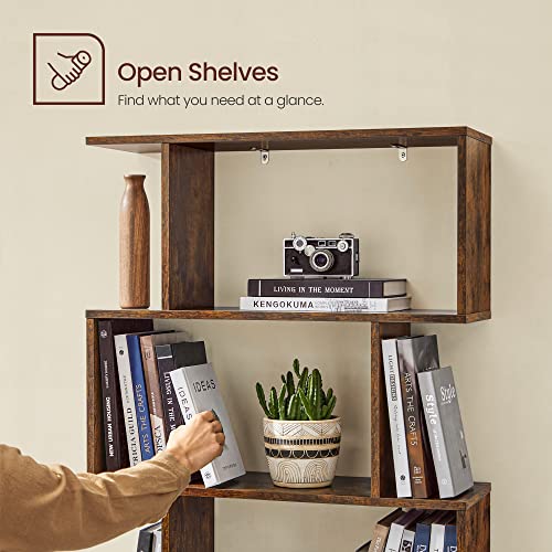Vasagle Bookshelf, 6-Tier Bookcase, Tall Display Shelf, Freestanding Storage Shelf, Room Divider, For Home Office, Living Room, Bedroom, Study, Rustic Brown Ulbc61Bx #TOP6
