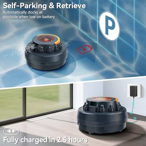 Image of X2 Cordless Pool Cleaner Robot, Robotic Pool Vacuum for Above /In Ground Pool, 45W Dual-Motor, Self-Parking, Enhanced with 2L Debris Capacity