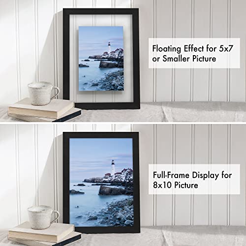 Americanflat 8X10 Floating Frame In Black With Polished Glass And Hanging Hardware Included - Also Use 5X7 Or 4X6 Photos For Floating Effect - Horizontal And Vertical Formats For Wall And Tabletop #TOP2