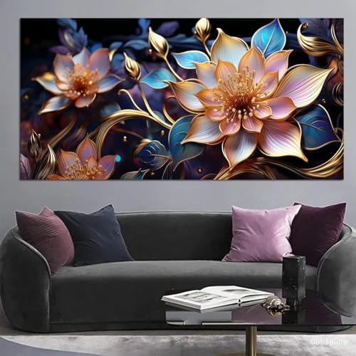 Grande image de fleur pour salon chic tableau de luxe 80x160 - 2