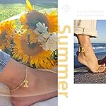 GOLDCHIC JEWELRY Initials Anklets for Women, Personalized 4.5MM Gold Figaro Chain Letter Ankle Bracelets Summer Jewelry, 22-27cm Length - Image 2