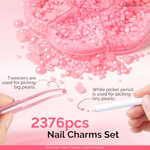 Set de 4 anillos para mezclar y kit de 2376 perlas para uñas miniatura 4