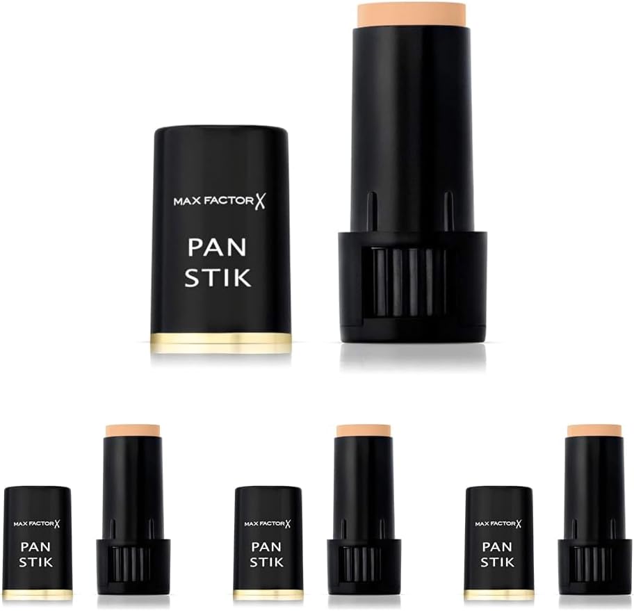 MAX FACTOR - Pan Stik Foundation - Rich Creamy Foundation, Smoothing Effect, Full Coverage, Dewy Skin Look - Normal To Dry Skin - 14 Cool Copper - 9g (Pack of 4)