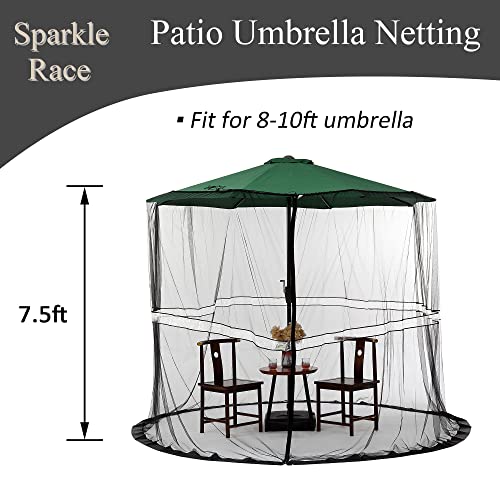Sparkle Race Patio Umbrella Mosquito Net W/Led, Patio Mosquito Netting For Cantilever Umbrella, Black Mosquito Netting Offset Umbrella Outdoor Patio Screen For 8-10’ Deck Table Umbrellas Outside Tent #TOP2