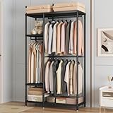 Stabilité adaptée à tous les sols: La version 90 cm est équipée de 4 roulettes pivotantes + vis de nivellement; la version de 114 cm est équipée de 6 pieds réglables; la version 180 cm dispose de 8 pieds réglables. Convient au bois, carrelage, moquette — parfait pour y poser vêtements, sacs, chaussures, accessoires